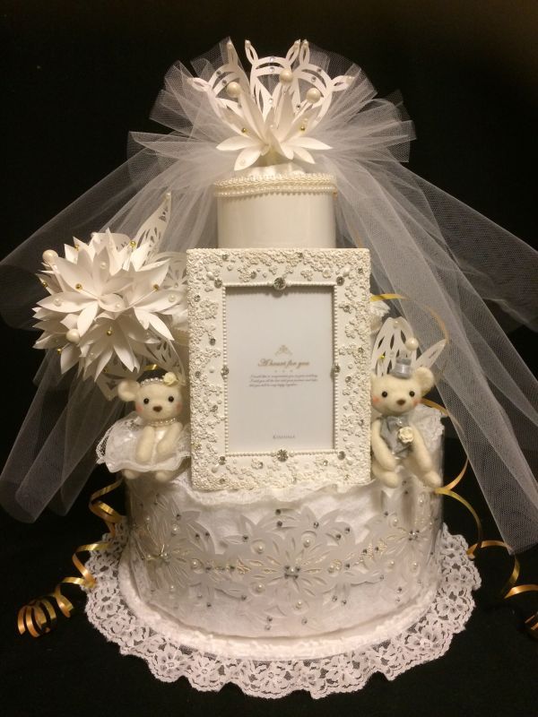 結婚祝いタオルケーキ・ラグジュアリーウェディングA・豪華3段!!ウェルカムベア付き